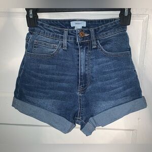 Forever 21 high rise dark wash‎ cuffed super soft shorts size 24